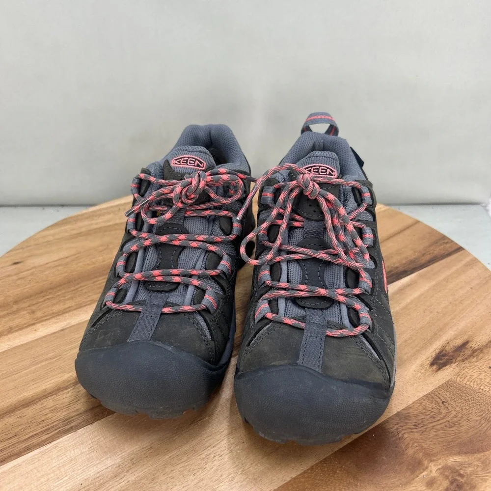 Keen Targhee II Low Hiking Shoes Womens 7 Gray Pink Leather Mesh Trail Outdoor